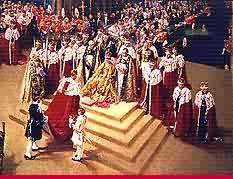 The Duke Of Edinburgh ascends the steps of the Throne