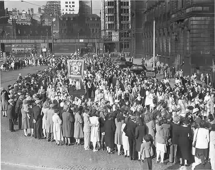 14th July 1947  Moving off in procession from the Pier Head after returning from their visit to New Brighton